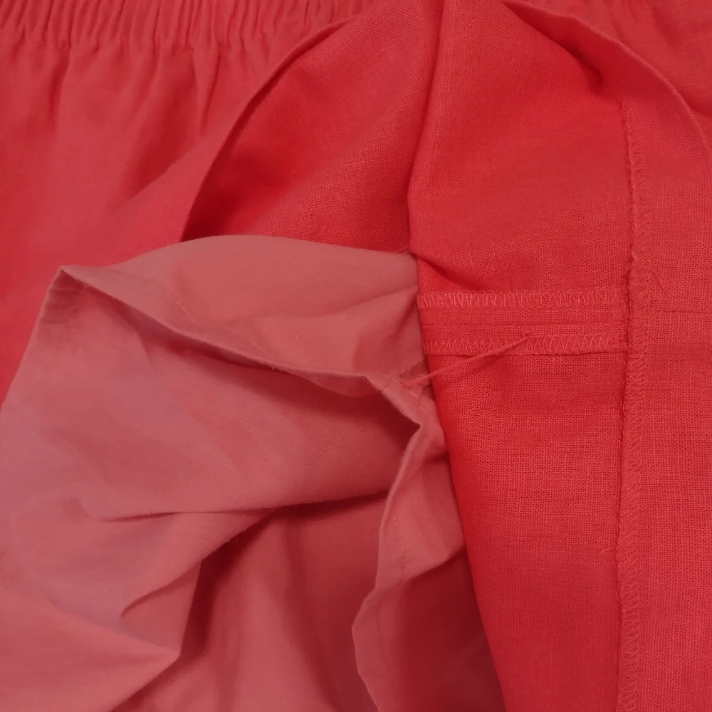 J. Crew Factory Linen Blend Smock Waist Pocket Sidewalk Mini Skirt Coral Size S